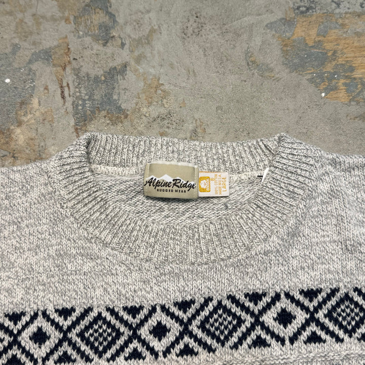 古着 USA製 USAVINTAGE/ クルーネックニットセーター/ ノルディック柄/ サイズL