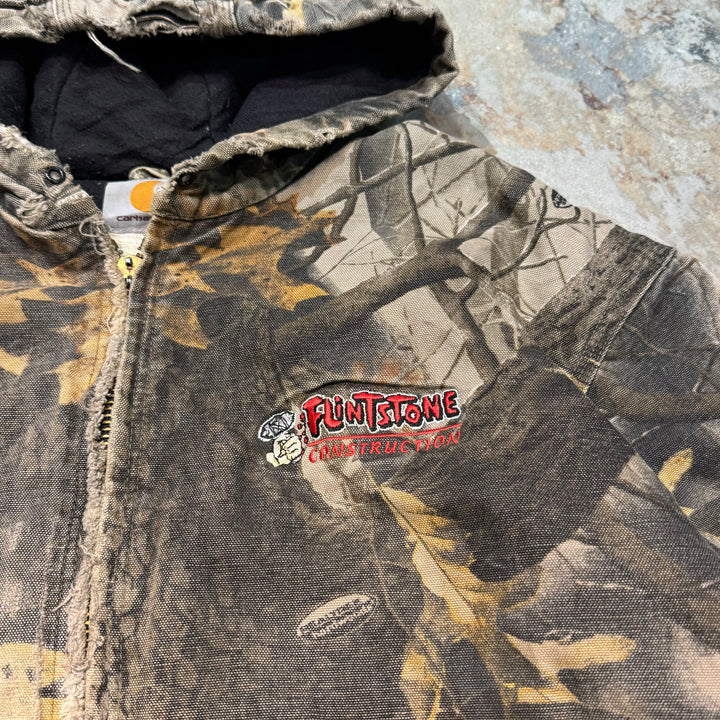 Used clothing carhartt/Active jacket/Duck fabric/Embroidery/Company logo/Real tree/Padded/Size XL