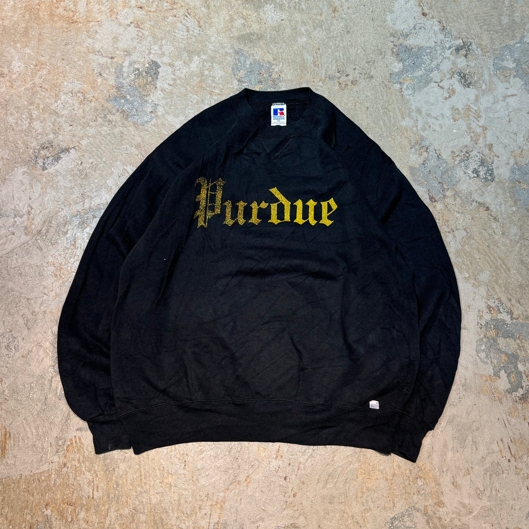 #MA313 Used clothing Made in USA 80's / RUSSELL / Russell / PURDUE / Purdue University / Old English / College Logo Sweatshirt / Size XL