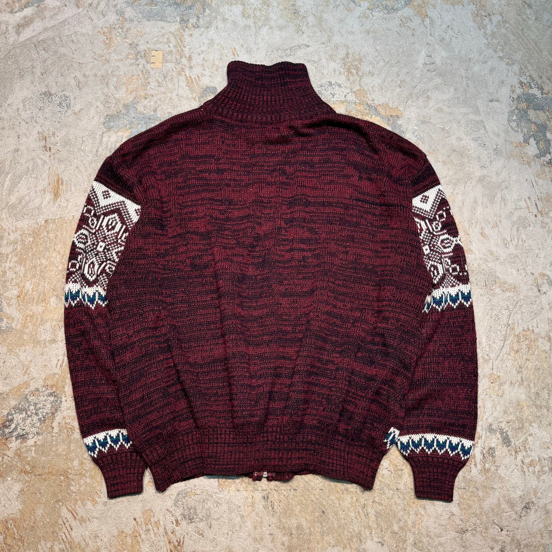 Used clothing HABAND/Half zip knit sweater/All-over pattern/Size L