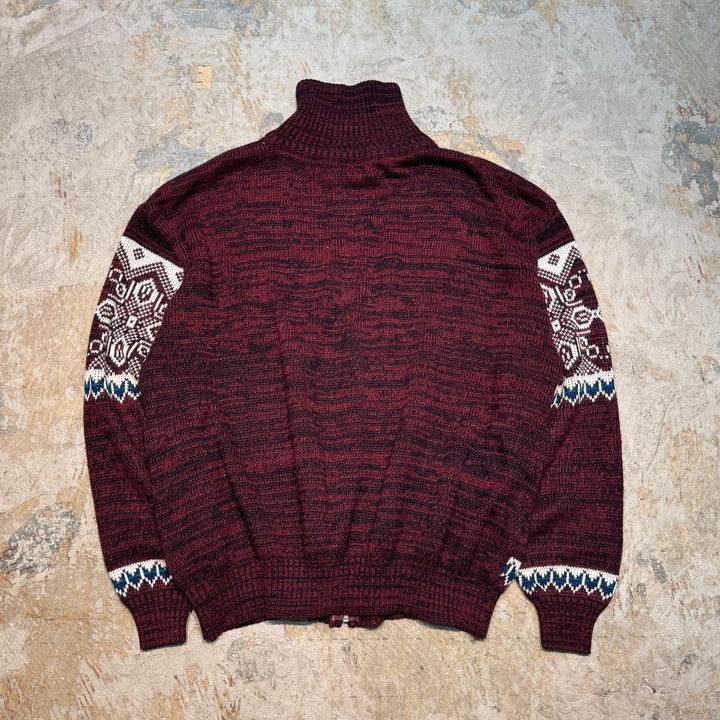 Used clothing HABAND/Half zip knit sweater/All-over pattern/Size L