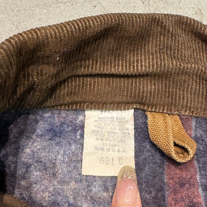 Used clothing Made in USA 70's~ Carhartt/ Carhartt/ Michigan Chore Coat/ Lining blanket/ Hooded/ Size L