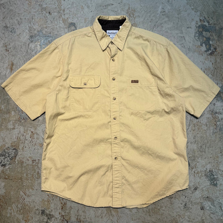 古着 carhartt/カーハート/ ボタンダウン半袖シャツ/無地/サイズL
