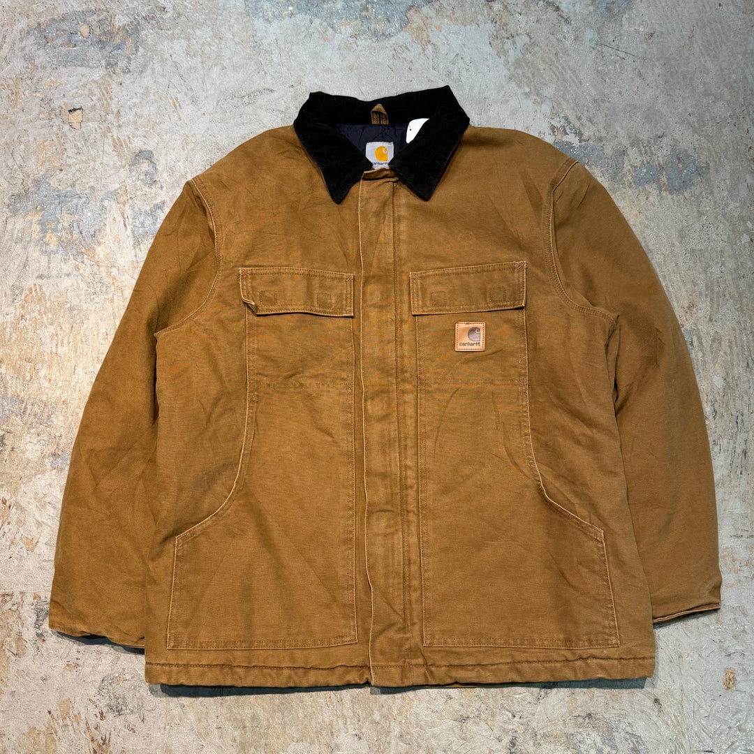 Used clothing carhartt/ Carhartt/ Traditional coat/ Duck fabric/ Quilted lining/ Corduroy collar/ Size L