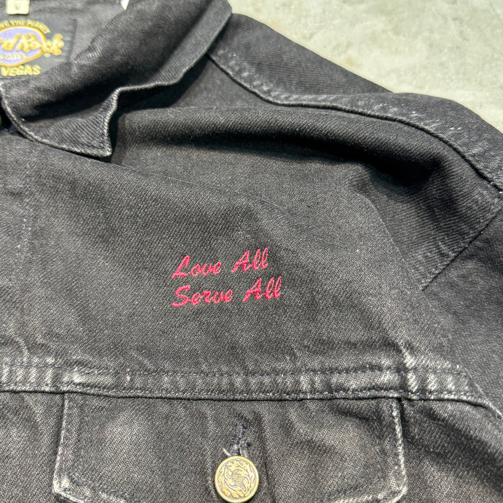 Used clothing Made in USA HARD ROCK HOTEL/ Hard Rock Hotel/ Black denim jacket/G jacket/Size M