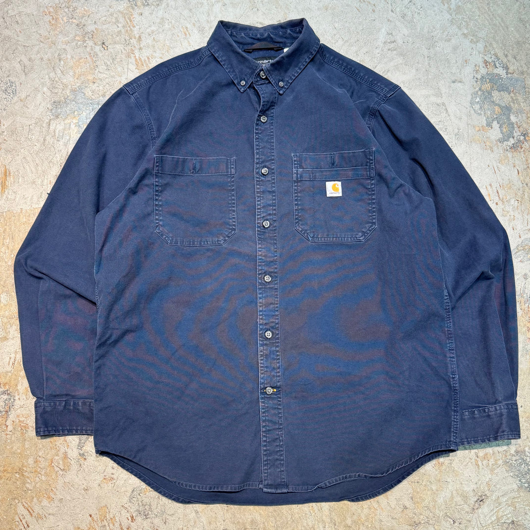 古着 carhartt/カーハート/ ボタンダウン長袖ワークシャツ/ 無地/ サイズL