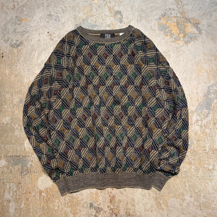 古着 USAVINTAGE/クルーネックニットセーター/ 総柄/ サイズL