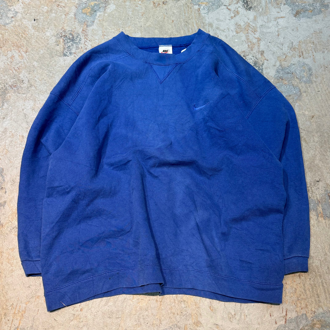 미국 90 년대 ~ Nike/ Nike/ 원 포인트 로고/ 승무원 넥 스웨트 셔츠/ 흰