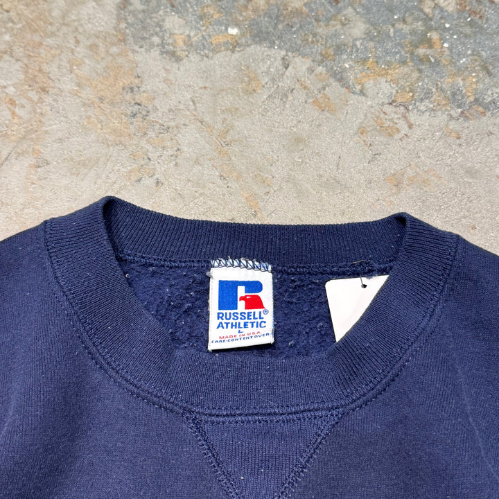 Used clothing Made in USA 80's~ RUSSELLATHLETIC/Russell Athletic/ST.RITA MUSTANGS/Crew neck sweatshirt/College logo/Size L