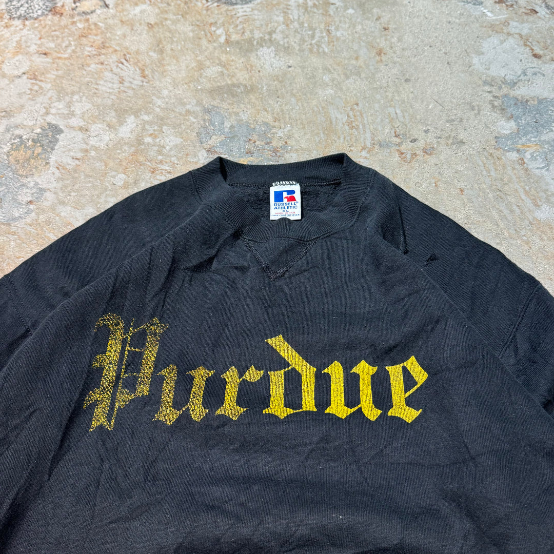 #MA313 Used clothing Made in USA 80's / RUSSELL / Russell / PURDUE / Purdue University / Old English / College Logo Sweatshirt / Size XL