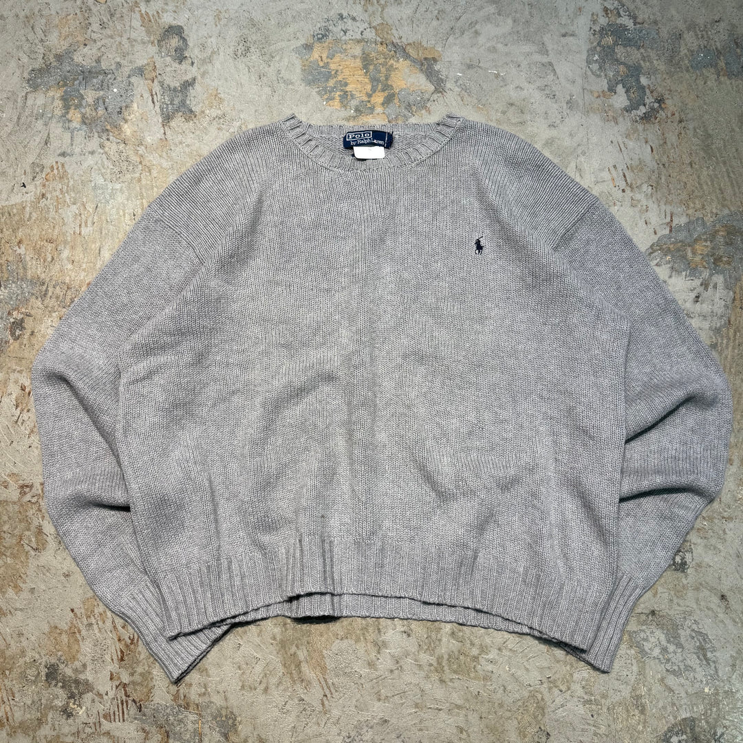 Used clothing POLO by Ralph Lauren/ Ralph Lauren/ Crew neck knit sweater/Cotton knit/Size L