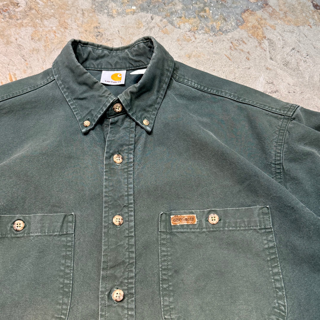 Used clothing carhartt/Carhartt/Button-down short-sleeved work shirt/Plain/Equivalent to size XL