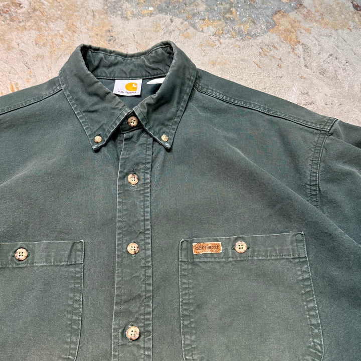 古着 carhartt/カーハート/ ボタンダウン半袖ワークシャツ/ 無地/ サイズXL相当