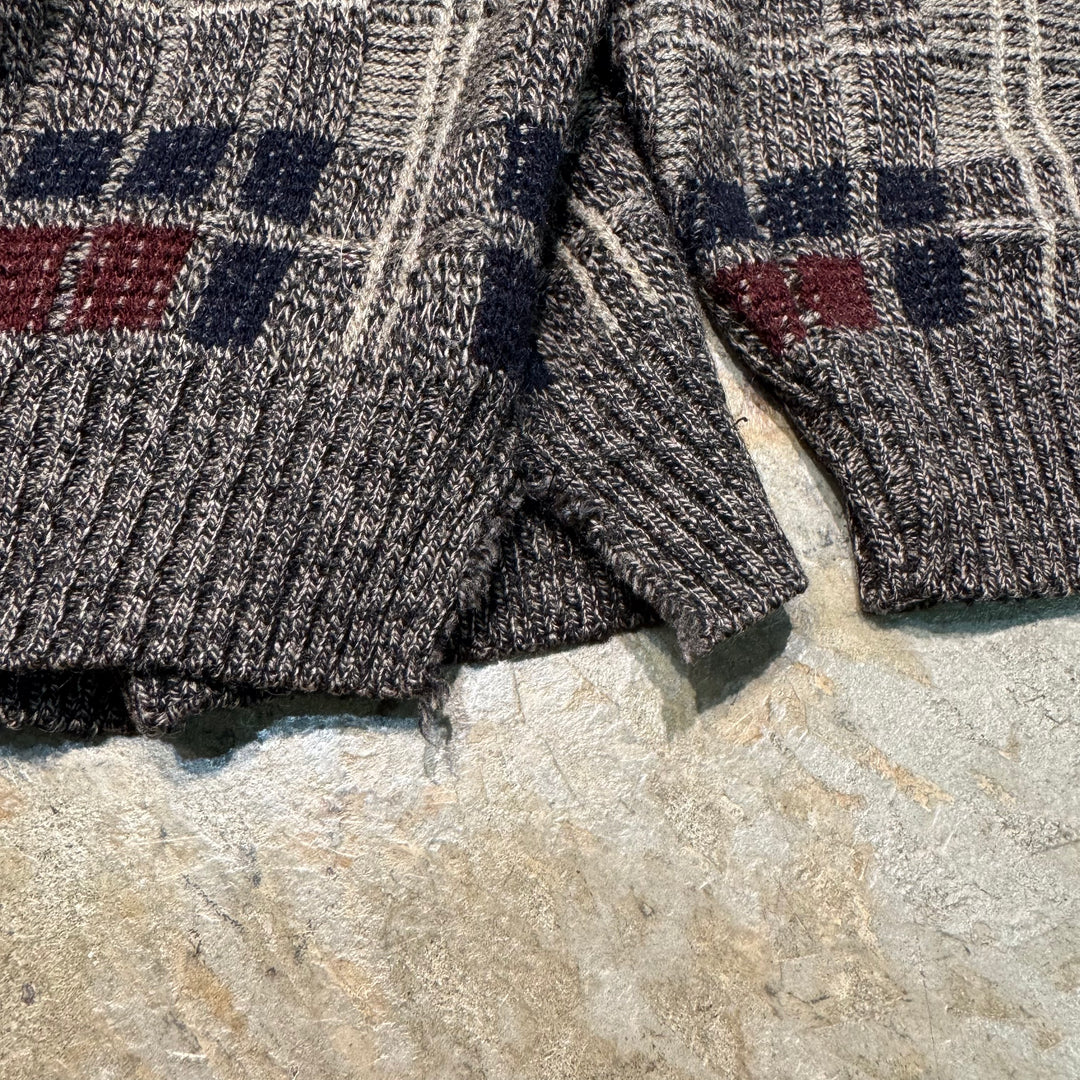 Used clothing TOWN CRAFT/Crew neck knit sweater/Check pattern/Size XL