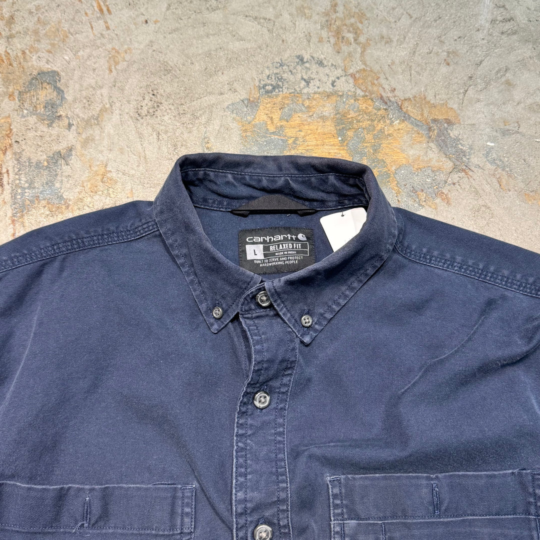 古着 carhartt/カーハート/ ボタンダウン長袖ワークシャツ/ 無地/ サイズL