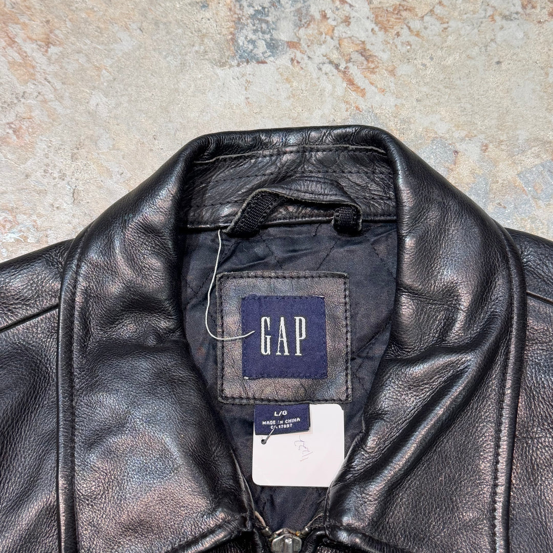 Used clothing 90's ~ GAP / Zip-up leather jacket / Short length / Size L