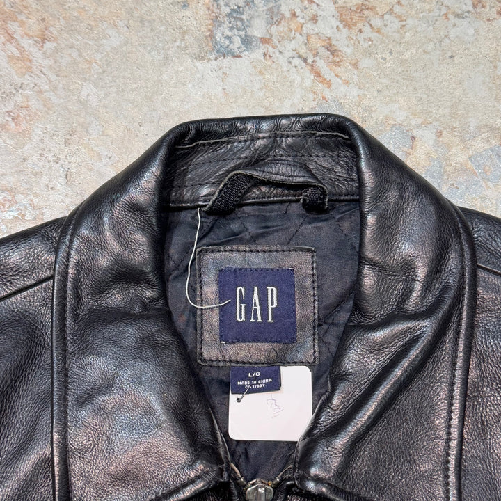Used clothing 90's ~ GAP / Zip-up leather jacket / Short length / Size L