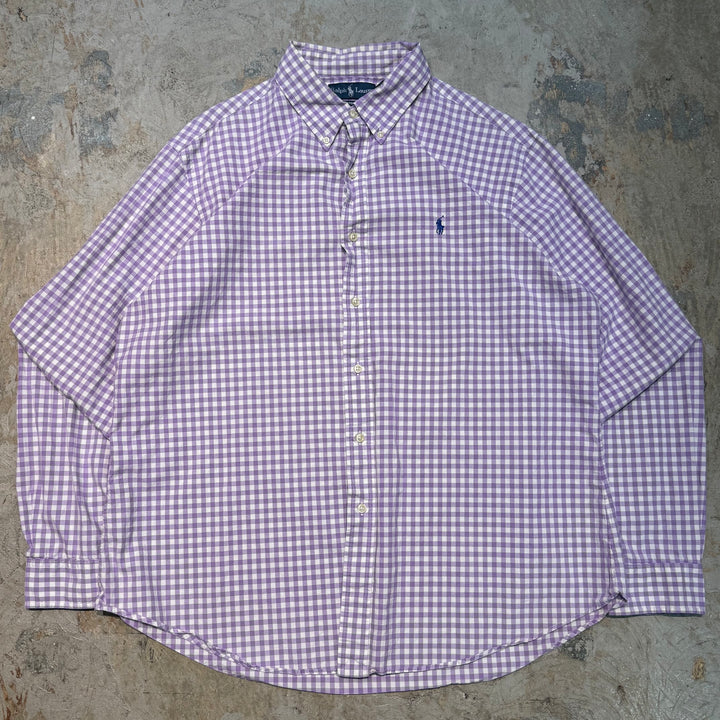 古着 Ralph Lauren/ ラルフ ローレン/ ボタンダウン長袖シャツ/ チェック柄/ サイズXL