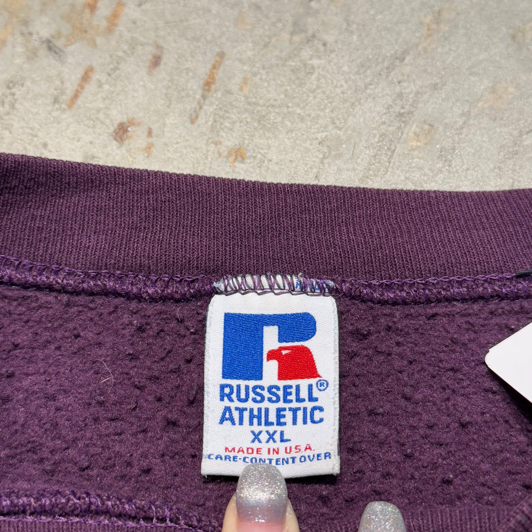 Used clothing Made in USA 80's~RUSSELLATHLETIC/Russell Athletic/Blank Crew Neck Sweatshirt/Plain/Size XXL