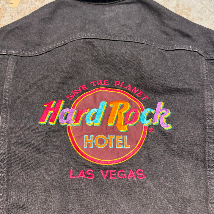 Used clothing Made in USA HARD ROCK HOTEL/ Hard Rock Hotel/ Black denim jacket/G jacket/Size M