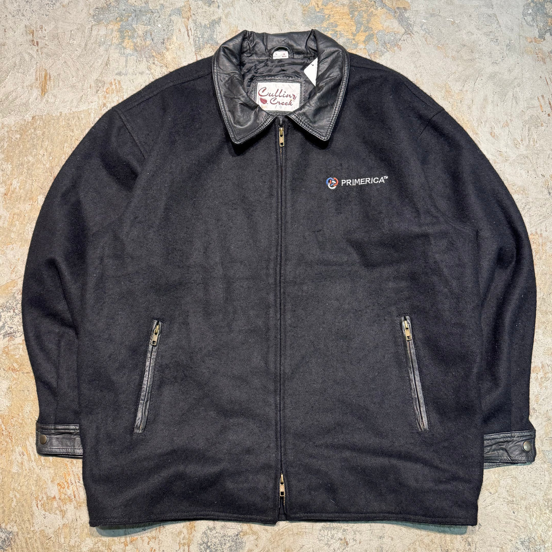 古着 USAVINTAGE/ スタジャン/ 企業ロゴ/ 襟レザー/ サイズL