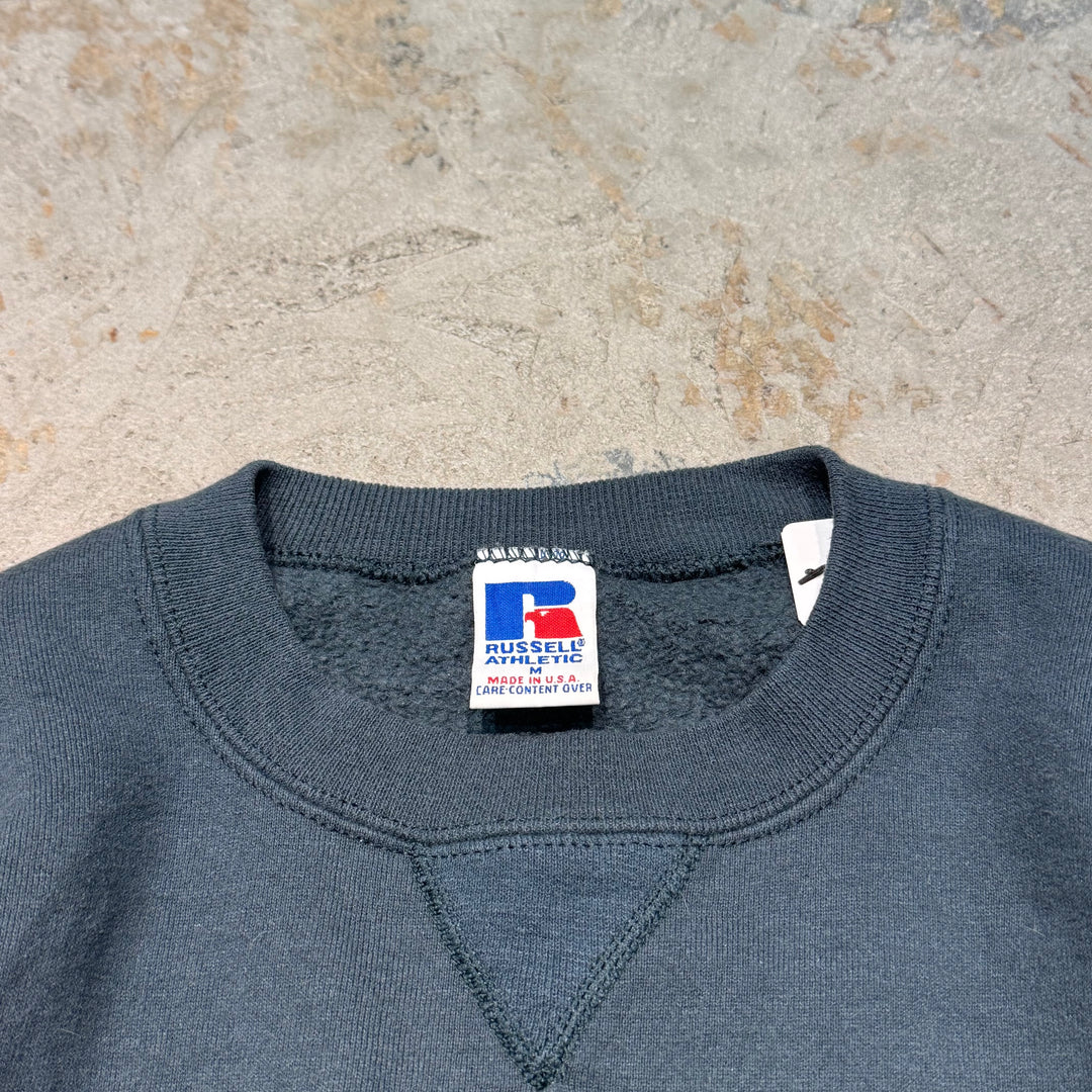 Used clothing Made in USA 80's~ RUSSELLATHLETIC/Russell Athletic/One-point logo crew neck sweatshirt/Size M