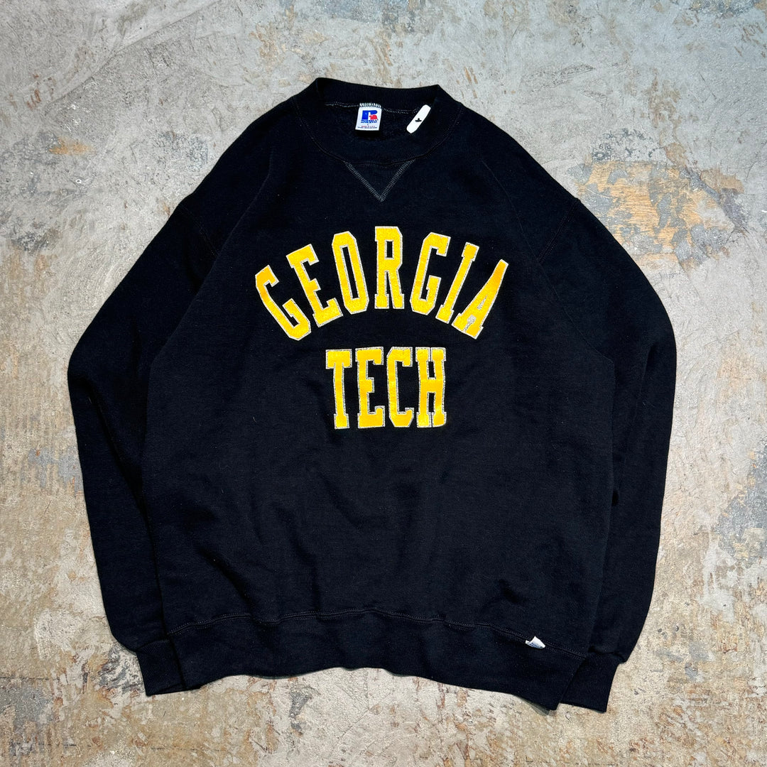 Used clothing Made in USA 80's~ RUSSELL ATHLETIC/Russell Athletic/Crew Neck College Logo Sweatshirt/Georgia Institute of Technology/Size L