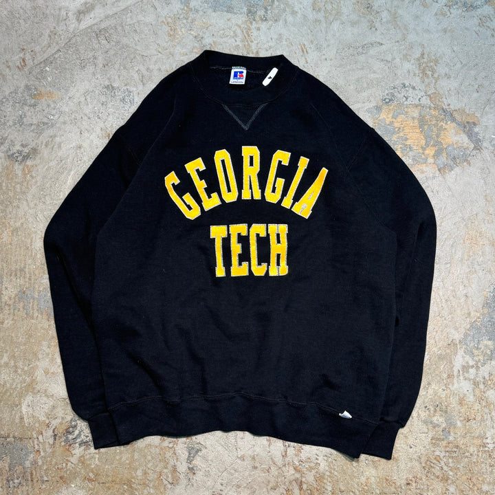 Used clothing Made in USA 80's~ RUSSELL ATHLETIC/Russell Athletic/Crew Neck College Logo Sweatshirt/Georgia Institute of Technology/Size L