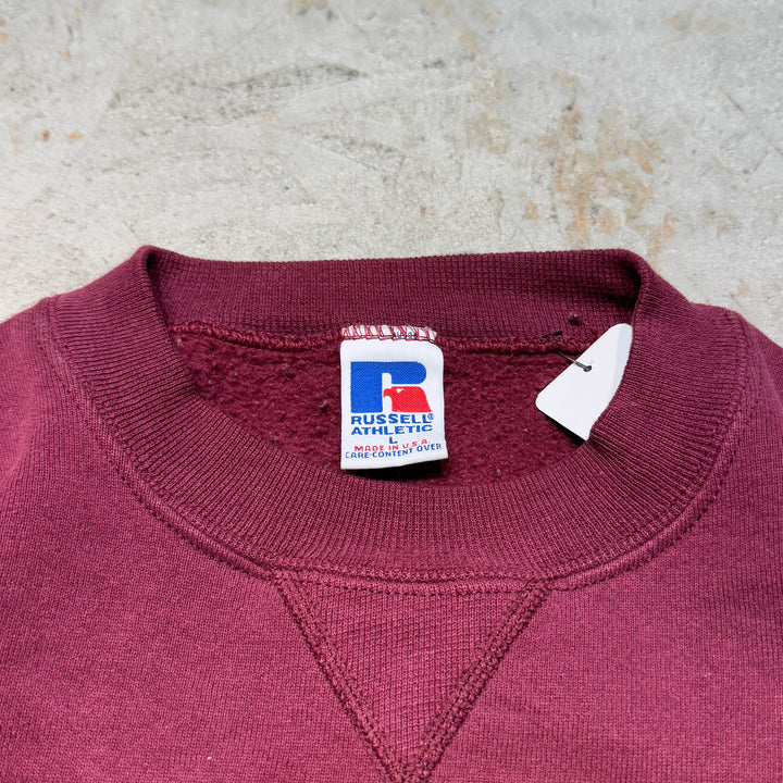 Used clothing Made in USA 80's ~ RUSSELLATHLETIC/ Russell Athletic/ Blank Crew Neck Sweatshirt/ Plain/ Size L