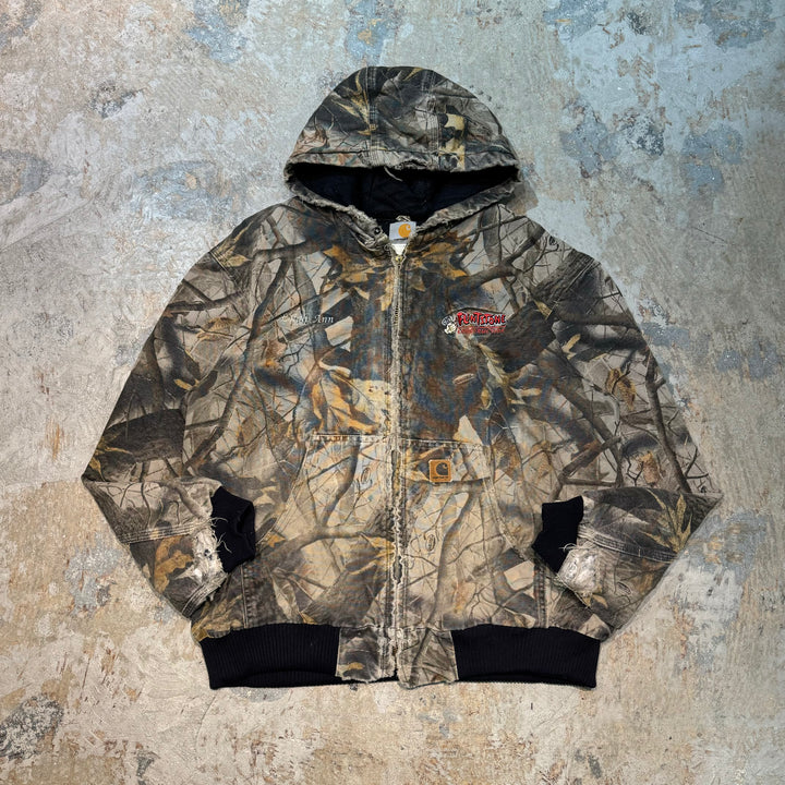 Used clothing carhartt/Active jacket/Duck fabric/Embroidery/Company logo/Real tree/Padded/Size XL