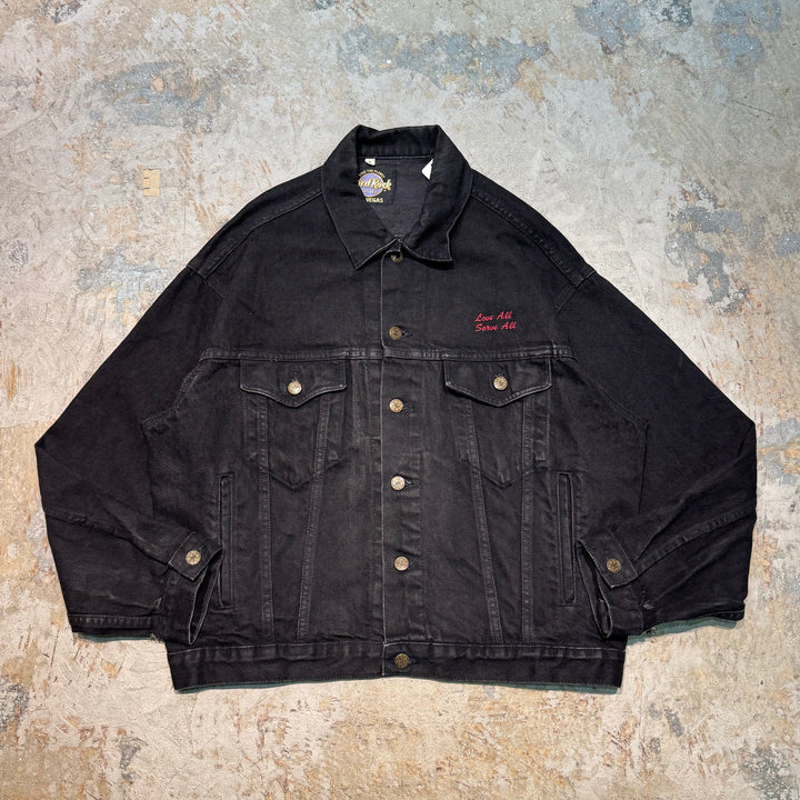 Used clothing Made in USA HARD ROCK HOTEL/ Hard Rock Hotel/ Black denim jacket/G jacket/Size M