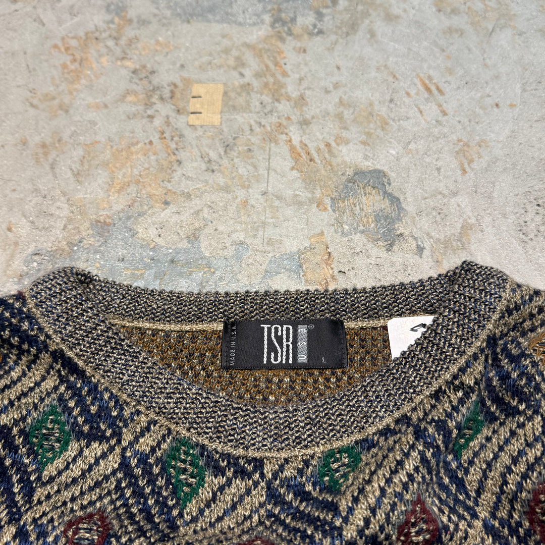 古着 USAVINTAGE/クルーネックニットセーター/ 総柄/ サイズL