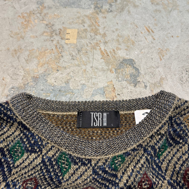 古着 USAVINTAGE/クルーネックニットセーター/ 総柄/ サイズL