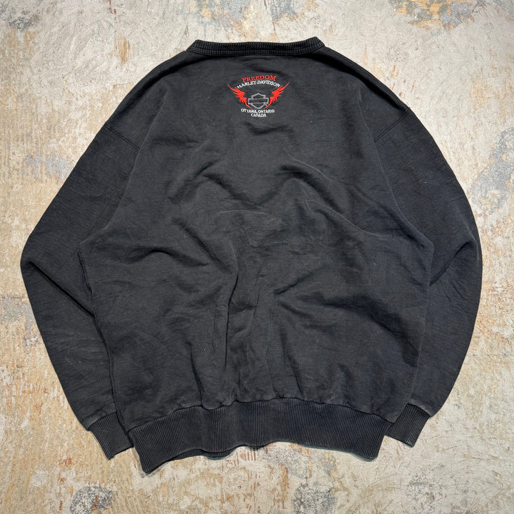 Used clothing HARLEY-DAVIDSON / Harley Davidson / Crew neck sweatshirt / Logo / Embroidery / Size L