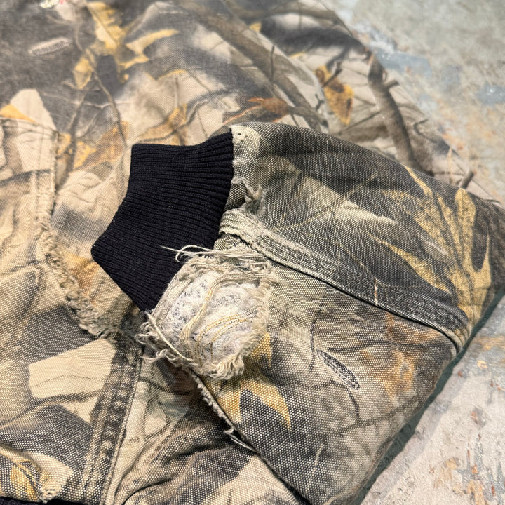 Used clothing carhartt/Active jacket/Duck fabric/Embroidery/Company logo/Real tree/Padded/Size XL