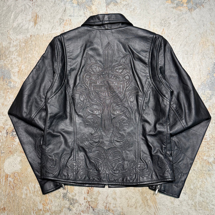 Used clothing HARLEY DAVIDSON/Harley Davidson/Zip-up leather jacket/Embroidery/Size S