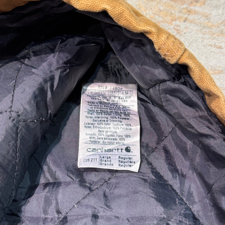 중고 의류 Carhartt/ Carhartt/ 전통적인 코트/ 오리 직물/ 퀼트 라이닝/ 코듀로이 칼라/ 크기 L