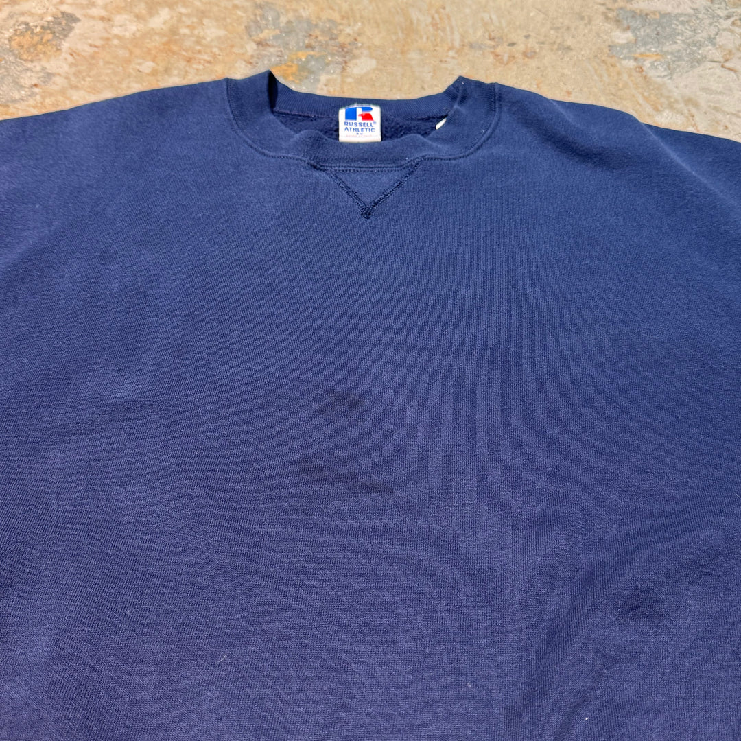 Used clothing Made in USA 80's~ RUSSELL ATHLETIC/ Russell Athletic/ Crew neck blank sweatshirt/ Plain/ Size L