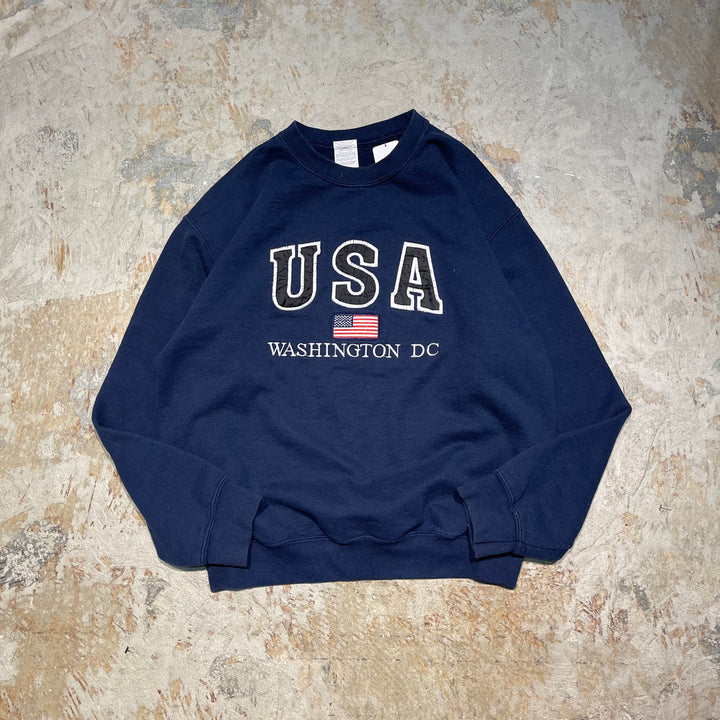 #4104 古着 GILDAN/ギルダン/Crew neck sweat/クルーネックスウェット/刺繍/USA Washington dc/サイズM