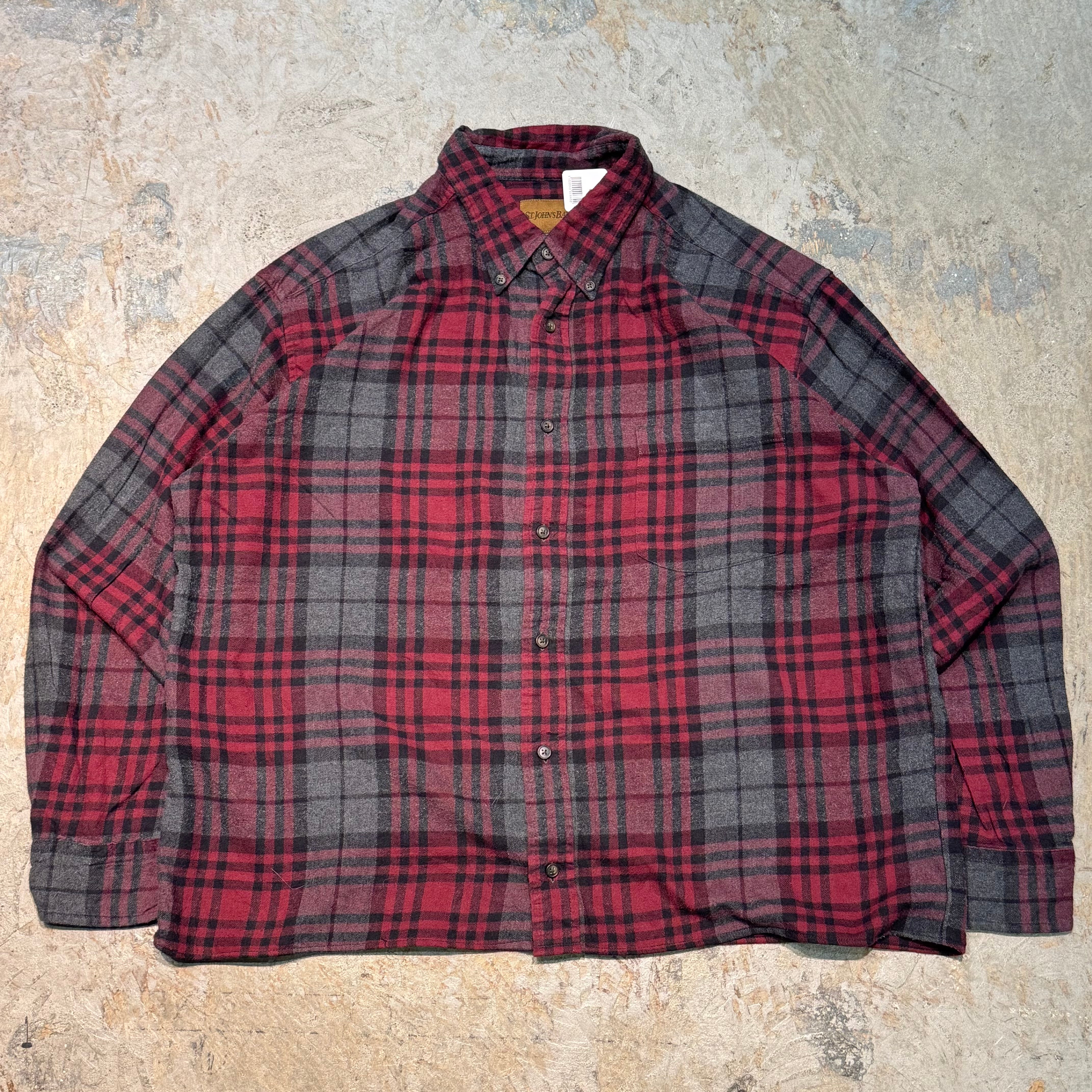 セントジョンズベイ 90s S/S 半袖シャツ L red 短丈 古着 90年代 セントジョンズベイ ST.JOHNS BAY ボックスシャツ
