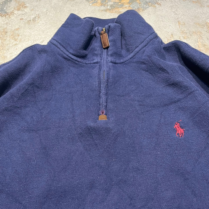 #3891 古着 POLO by Ralph Lauren/ポロバイラルフローレン/Cotton Knit Half Zip Sweaterコットンニットハーフジップ/サイズL