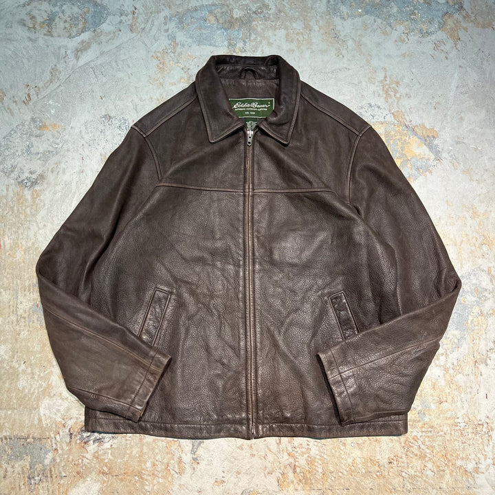 #3186 古着 Eddie Bauer/エディーバウアー/Leather jacket/ジップアップレザージャケット/サイズL