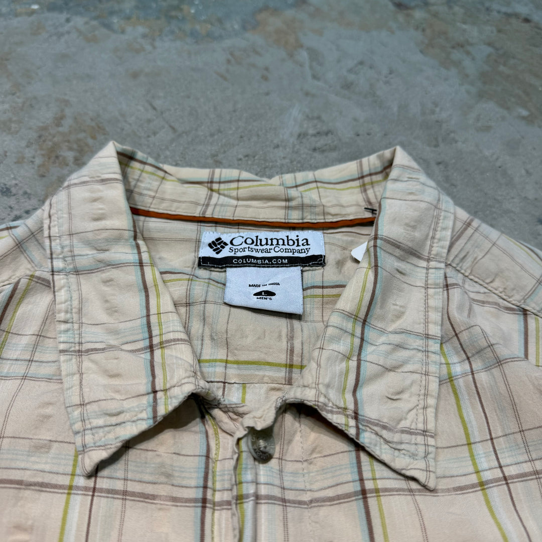중고 의류 Columbia/ Columbia/ Short Sleeve Shirt/ Checkered Pattern/ Remake/ Size L
