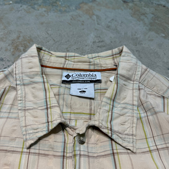 중고 의류 Columbia/ Columbia/ Short Sleeve Shirt/ Checkered Pattern/ Remake/ Size L