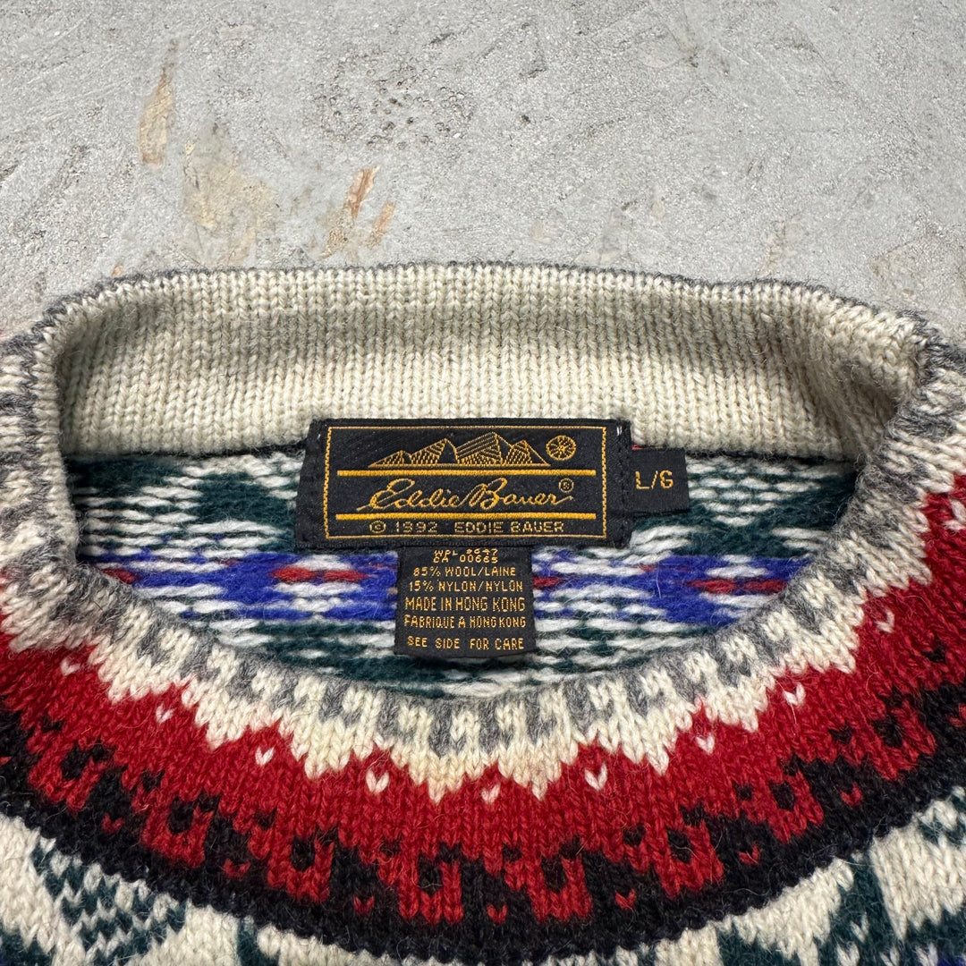 古着 90's Eddie Bauer/ エディーバウアー/ノルディックセーター/ サイズL