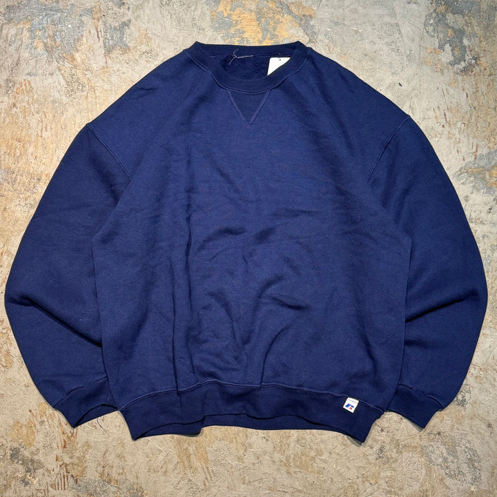 古着 RUSSELL ATHLETIC/ ラッセルアスレチック/ ブランククルーネックスウェット/ 無地/ 前Vガゼット/ サイズXL相当