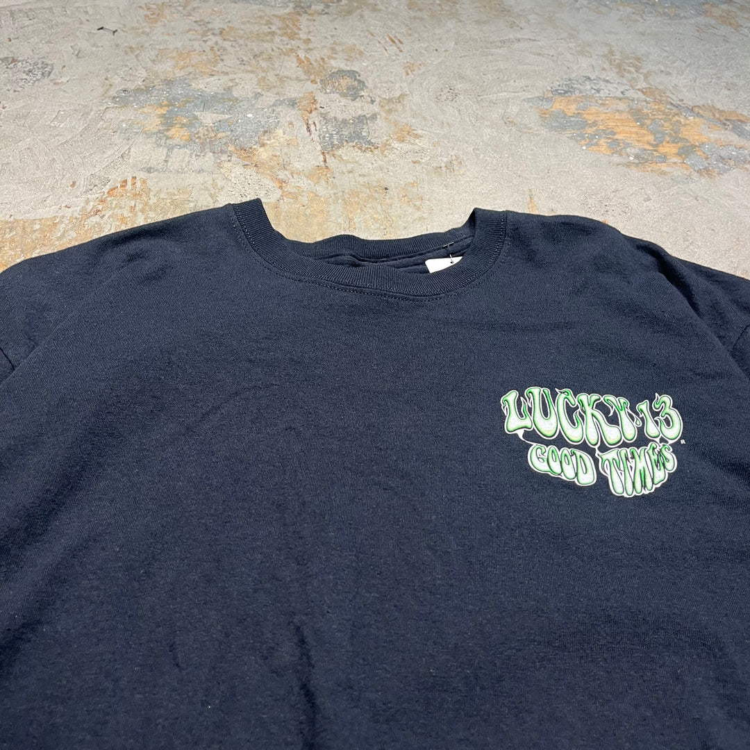 古着 LUCKY 13 GOOD TIMES/THE GRASS HOPPER/バイク/プリント Tシャツ/サイズXL