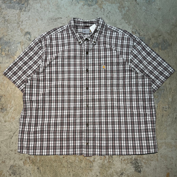 古着 carhartt/カーハート/ ボタンダウン半袖シャツ/ チェック柄/ リメイク/ サイズ2XL
