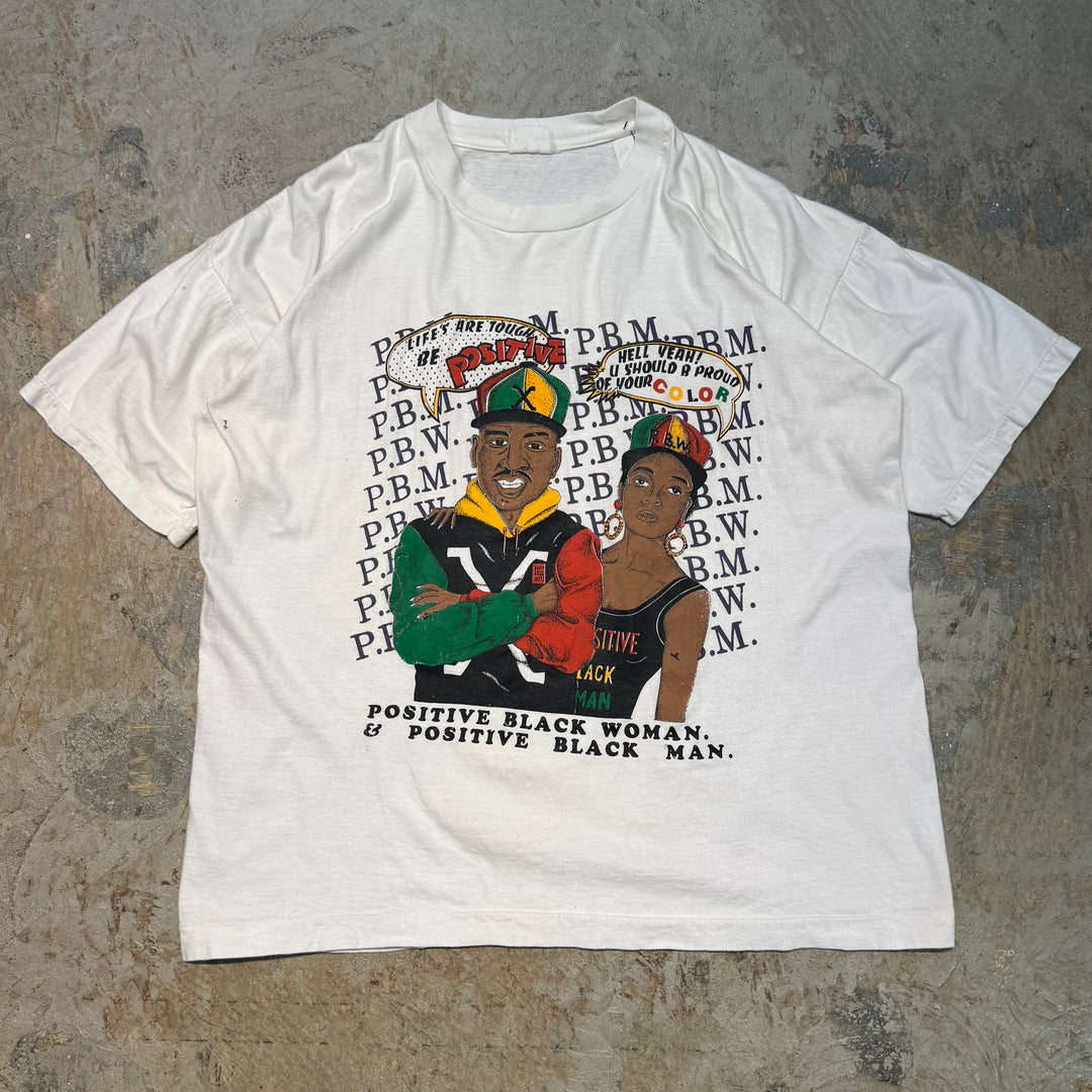 古着 USAVINTAGE/ POSITIVE BLACK MAN WOMAN/ プリントTシャツ/ サイズM相当