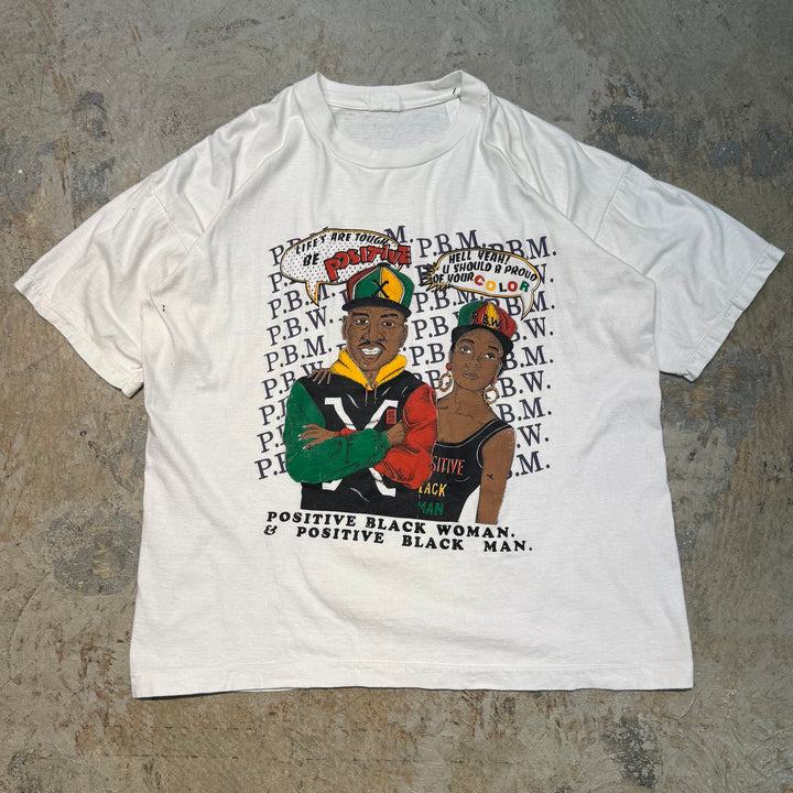 古着 USAVINTAGE/ POSITIVE BLACK MAN WOMAN/ プリントTシャツ/ サイズM相当
